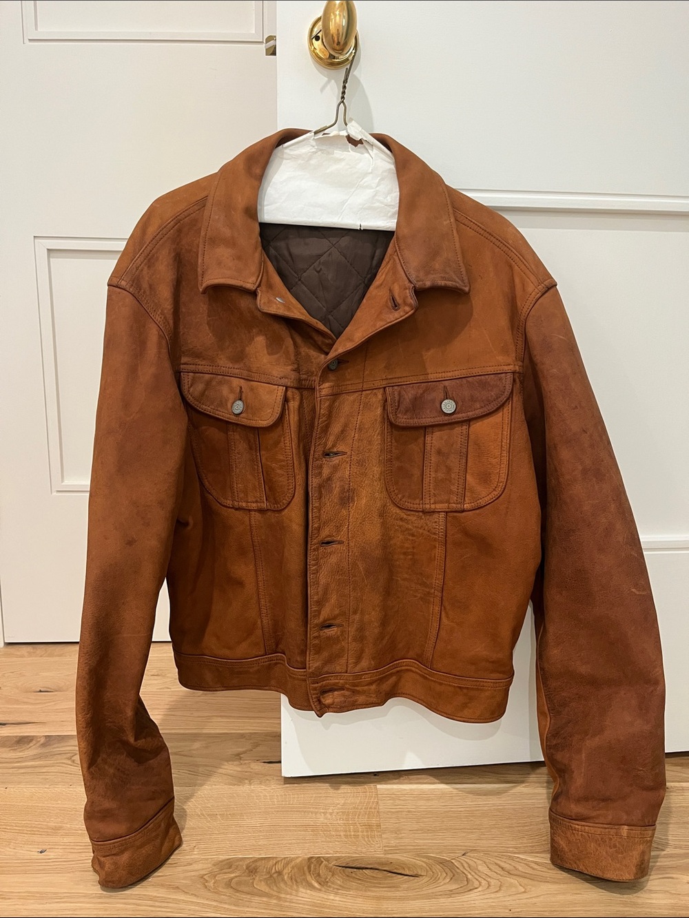 Three Star Ralph Lauren Double RL Brown Suede Bomber Jacket